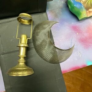 Vintage Brass Lamp with Mesh Shade